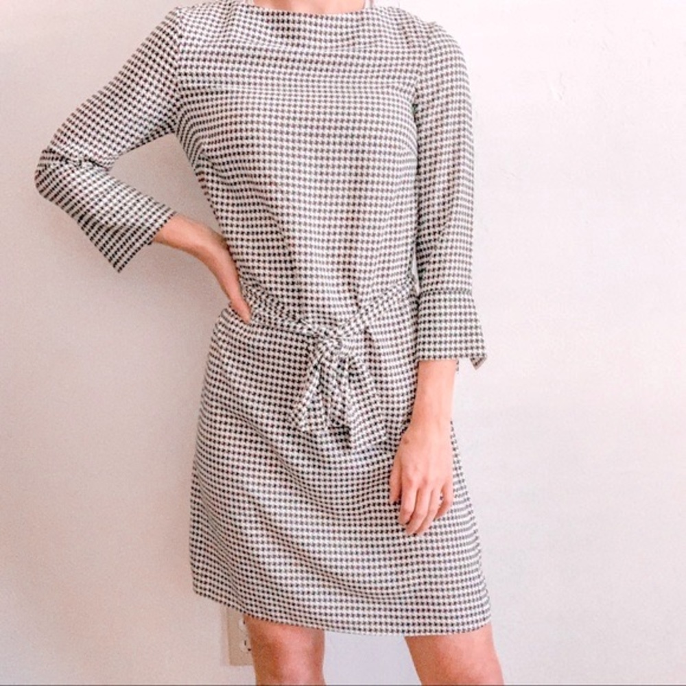 H&M Houndstooth Boat Neck Tie Dress | Size 12 | NWOT